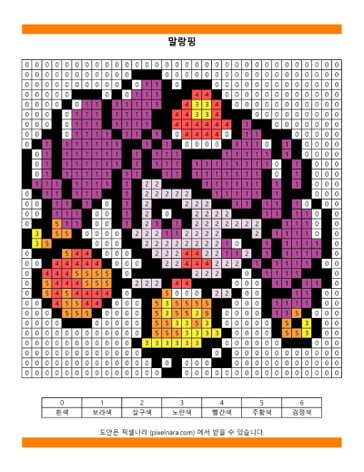 티니핑 색칠공부 도안, 티니핑 픽셀아트 말랑핑